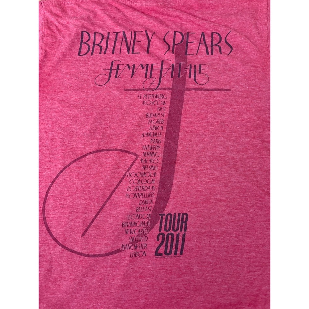 Britney Spears Femme Fatale 2011 Tour T Shirt Womens M Red Graphic Tee - Picture 4 of 6
